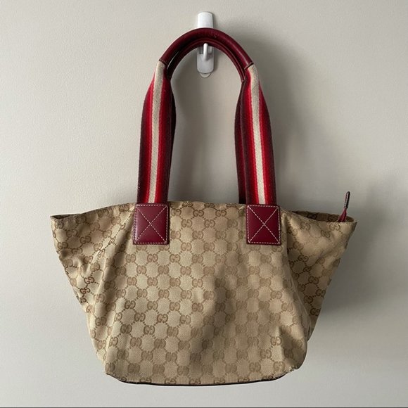 Authentic Gucci GG Monogram Medium Web Handle Bucket Tote - Picture 3 of 16